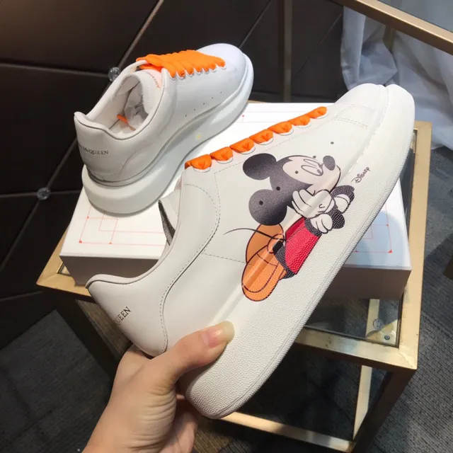 Alexander McQueen Oversized Sneaker White Orange Mickey Mouse Lifestyle Sneakers 4