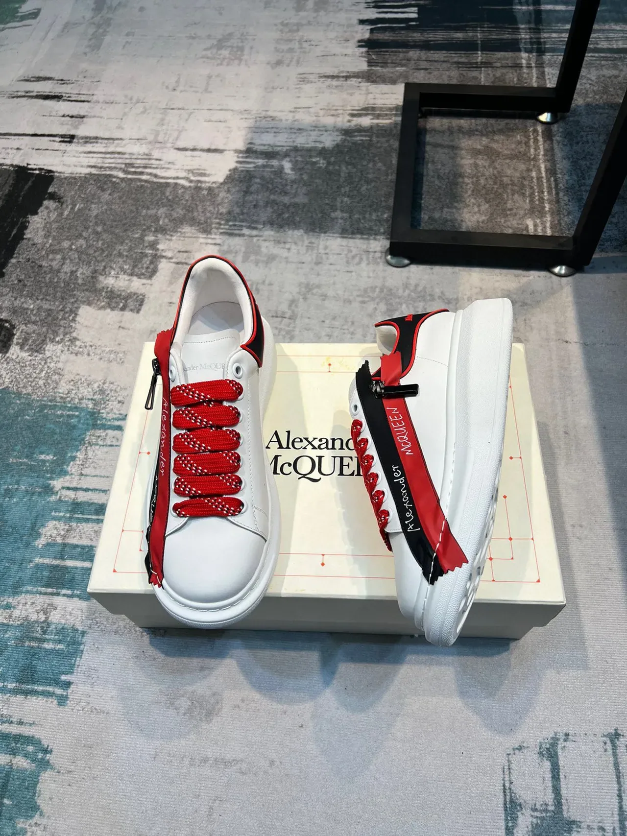 Alexander McQueen Oversized Sneaker White Red Black Lifestyle Sneakers 4