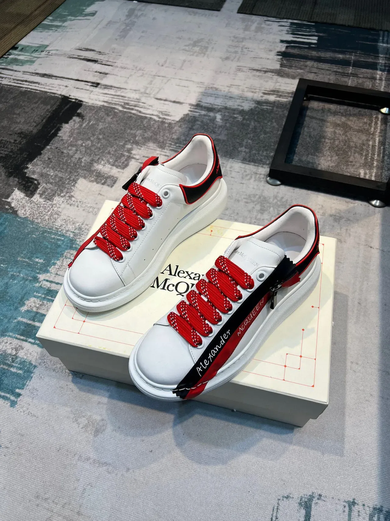 Alexander McQueen Oversized Sneaker White Red Black Lifestyle Sneakers 5