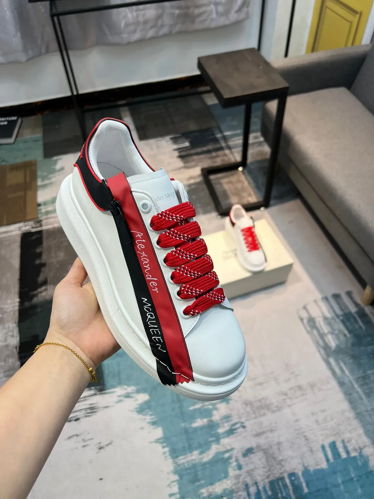 Alexander McQueen Oversized Sneaker White Red Black Lifestyle Sneakers 6