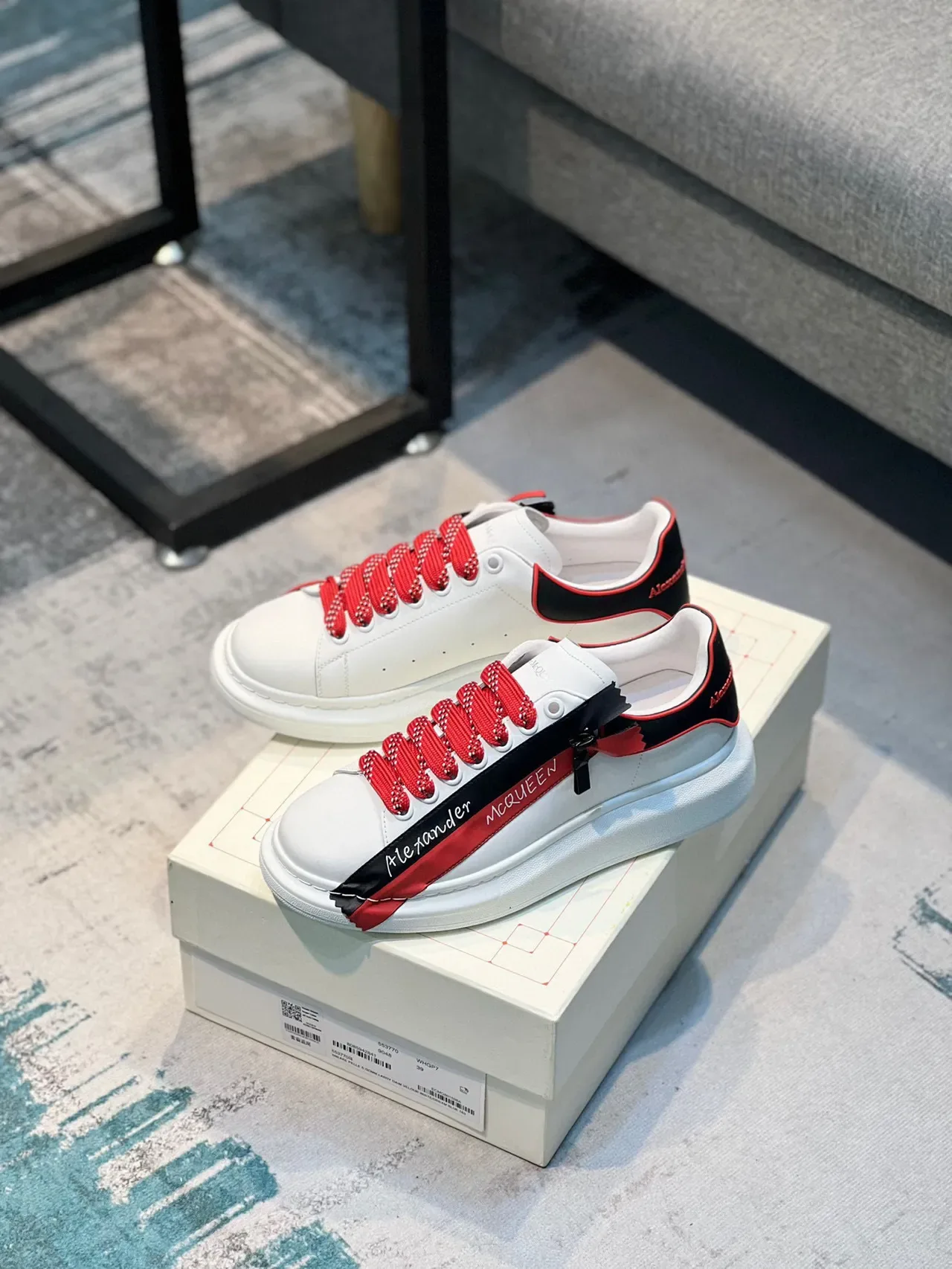 Alexander McQueen Oversized Sneaker White Red Black Lifestyle Sneakers 7