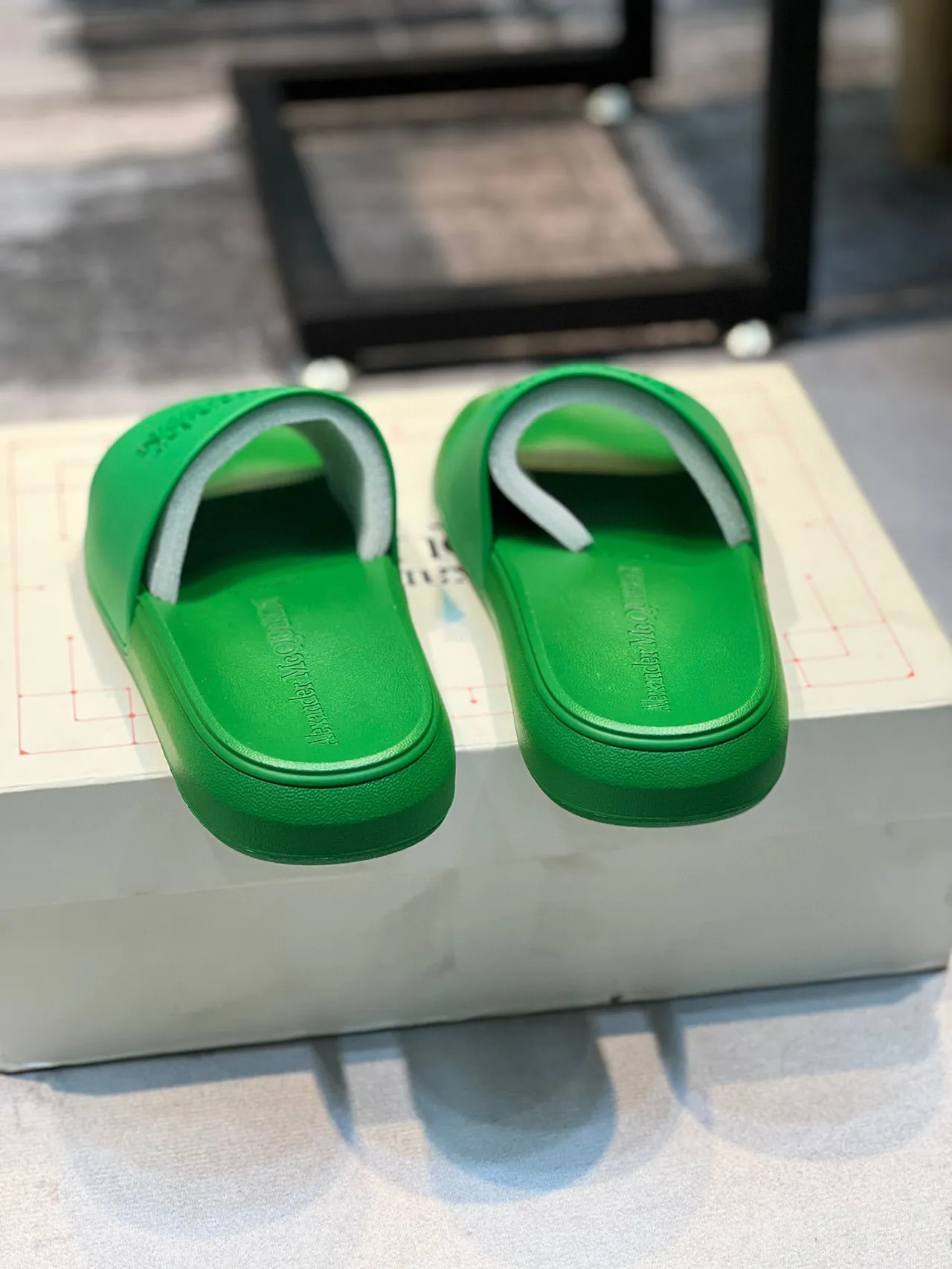 Alexander McQueen Slide Green Molded Rubber Slippers 2