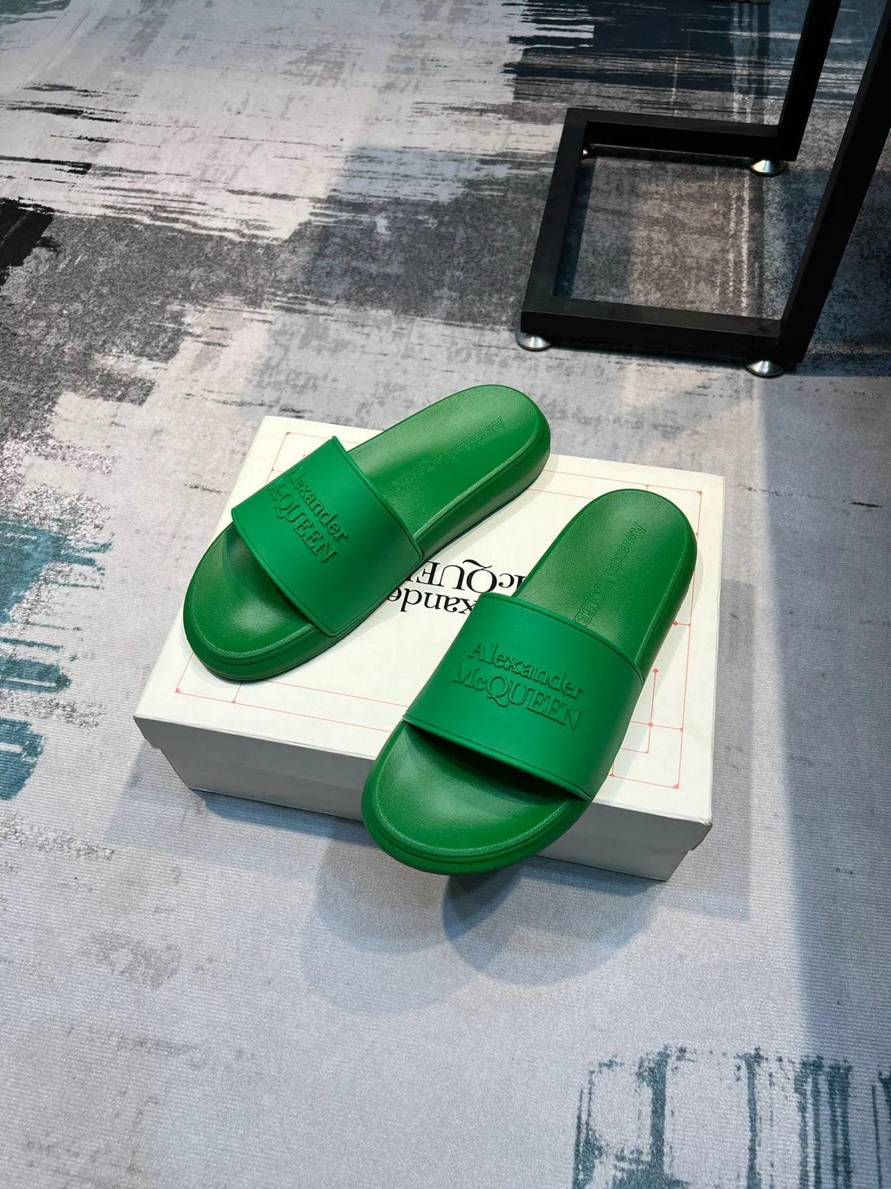 Alexander McQueen Slide Green Molded Rubber Slippers 4