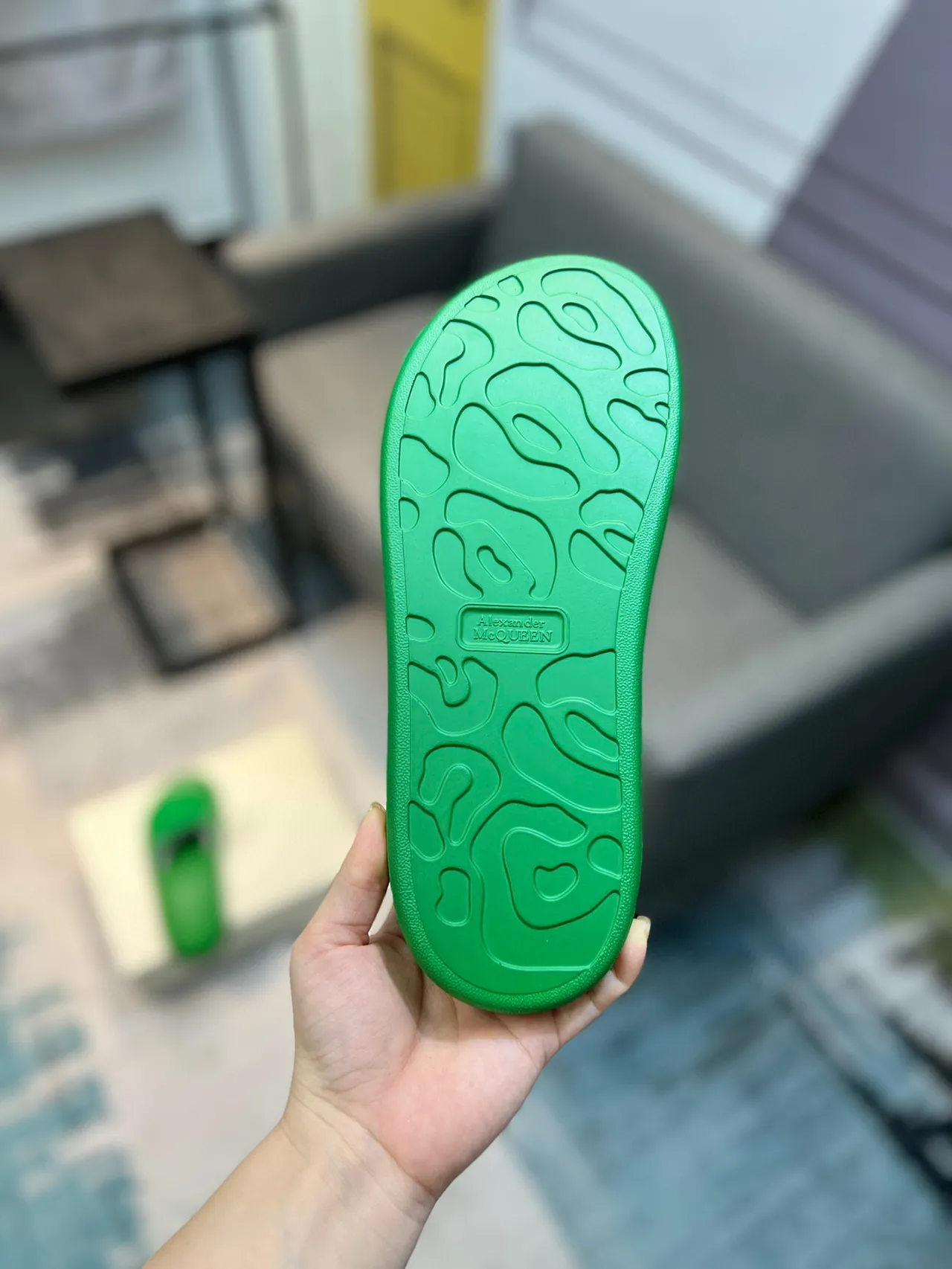 Alexander McQueen Slide Green Molded Rubber Slippers 8
