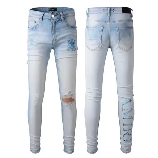 Amiri Blue Distressed Skinny Fit Jeans
