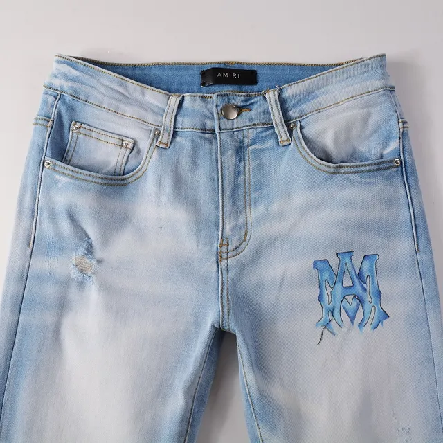 Amiri Blue Distressed Skinny Fit Jeans 13