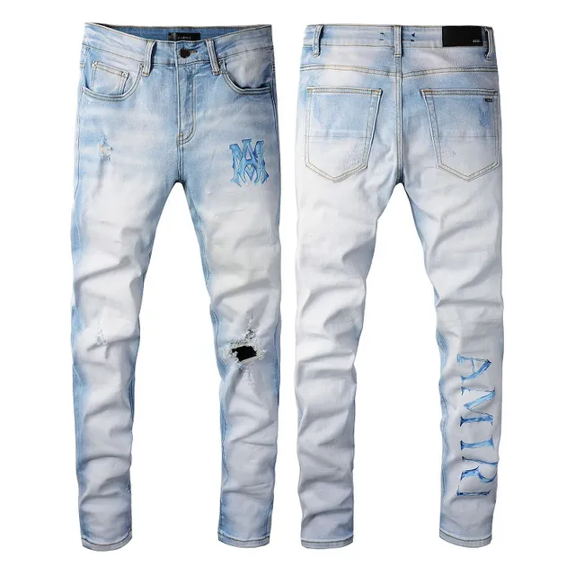 Amiri Blue Distressed Skinny Fit Jeans 14