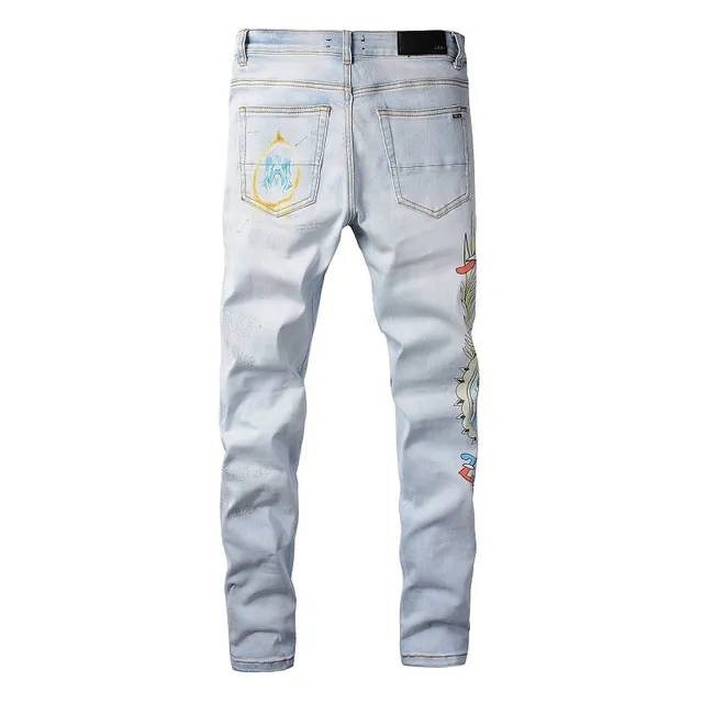 Amiri Graffiti Print Light-Wash Slim-Fit Jeans 2