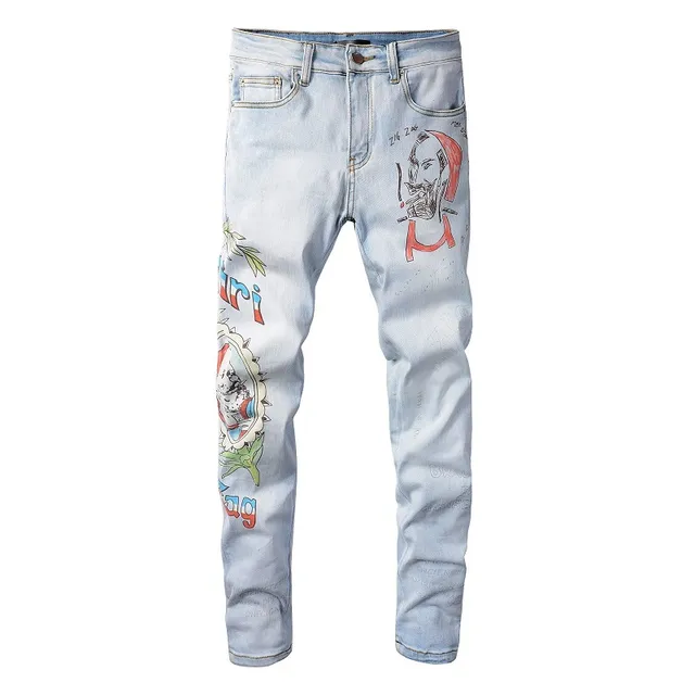 Amiri Graffiti Print Light-Wash Slim-Fit Jeans 3