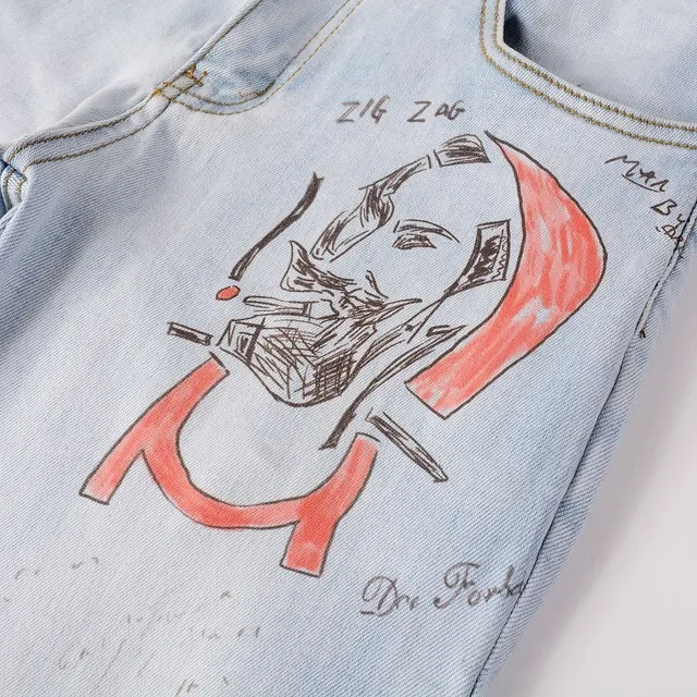 Amiri Graffiti Print Light-Wash Slim-Fit Jeans 12