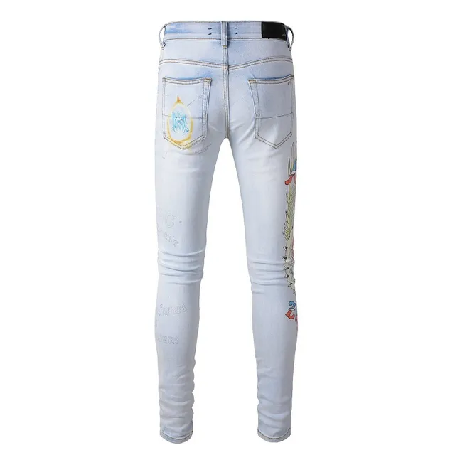 Amiri Graffiti Print Light-Wash Slim-Fit Jeans 15