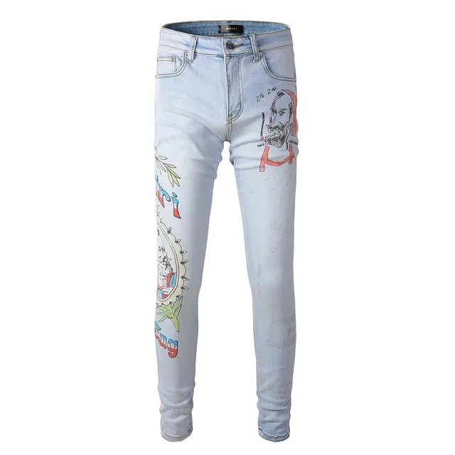Amiri Graffiti Print Light-Wash Slim-Fit Jeans 17