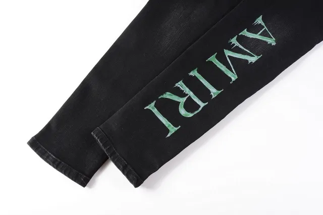 Amiri impression graphique distressed jeans en denim noir 3
