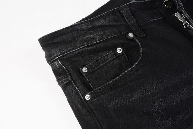 Amiri impression graphique distressed jeans en denim noir 10