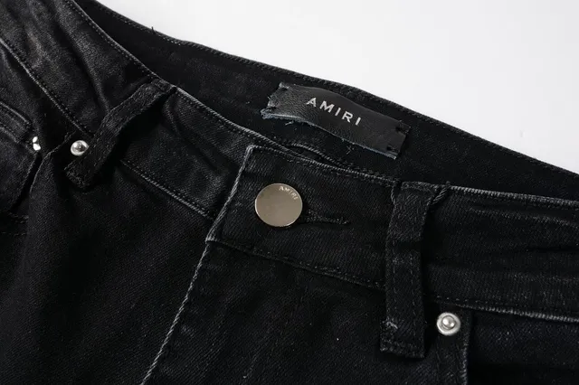 Amiri impression graphique distressed jeans en denim noir 12