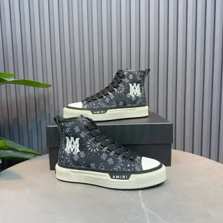 Amiri Skel Top High Black Floral Pattern Lifestyle Sneakers