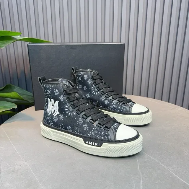 Amiri Skel Top High Black Floral Pattern Lifestyle Sneakers 3