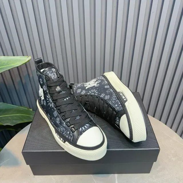 Amiri Skel Top High Black Floral Pattern Lifestyle Sneakers 4