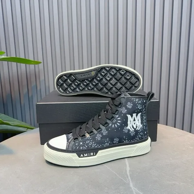 Amiri Skel Top High Black Floral Pattern Lifestyle Sneakers 5