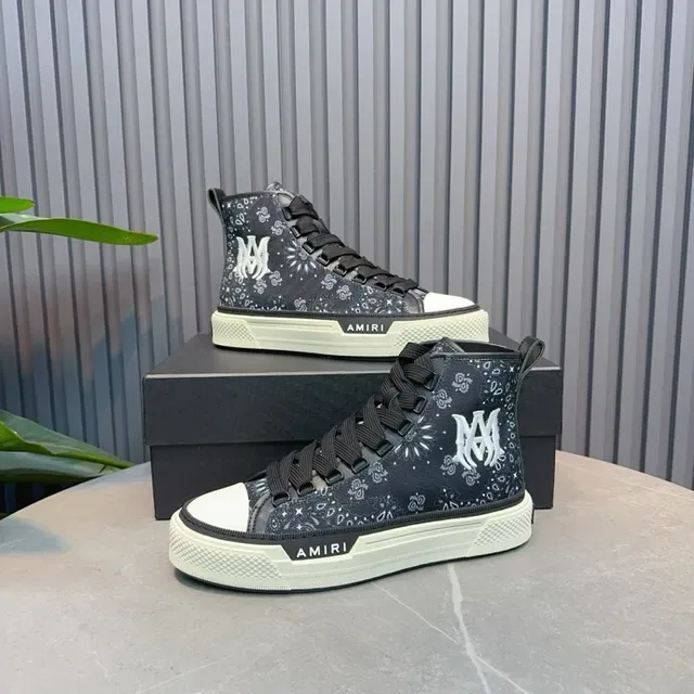 Amiri Skel Top High Black Floral Pattern Lifestyle Sneakers 6