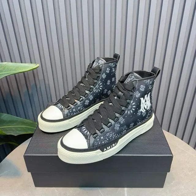 Amiri Skel Top High Black Floral Pattern Lifestyle Sneakers 7