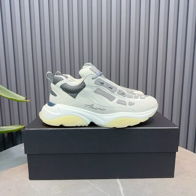 Amiri Skel Top Gris clair et Jaune pâle Baskets chunky 4