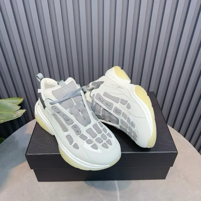 Amiri Skel Top Gris clair et Jaune pâle Baskets chunky 5