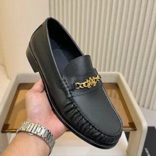 Amiri Skel Top Loafer Black Gold Chain Leather Loafer