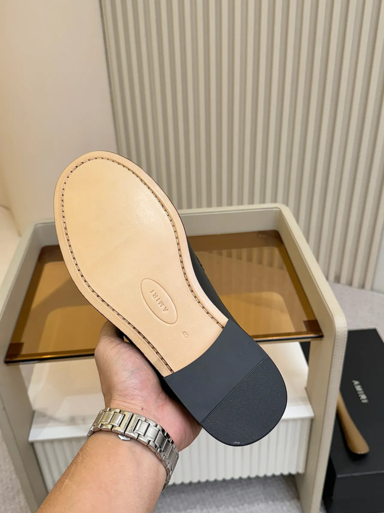 Amiri Skel Top Loafer mocassins en cuir noir à chaîne dorée 2