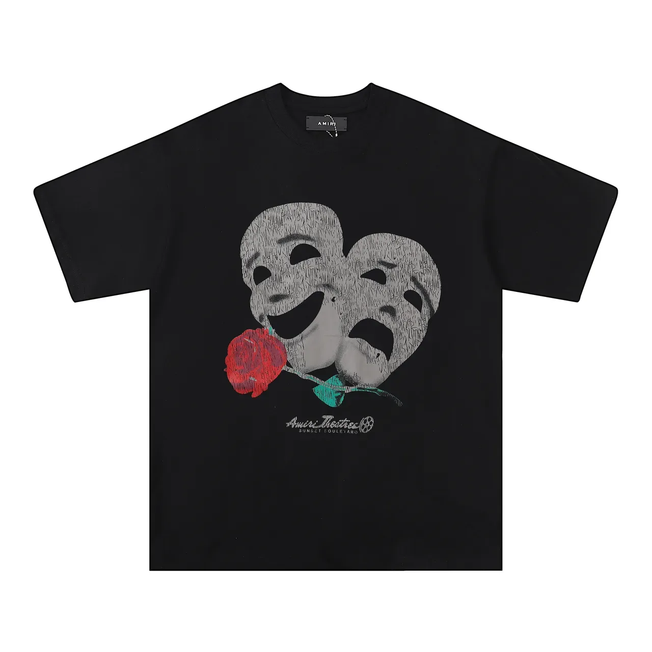 Amiri Theatre Mask and Rose Graphic Black T-Shirt 3