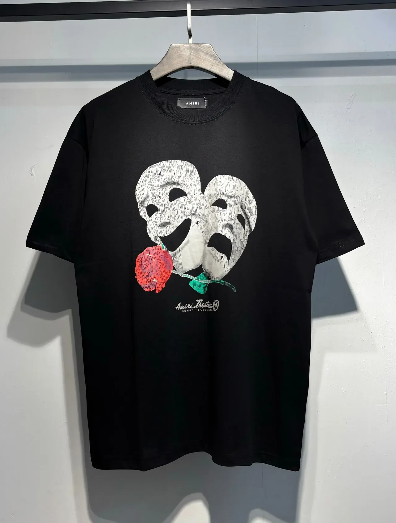 Amiri Theatre Mask and Rose Graphic Black T-Shirt 6