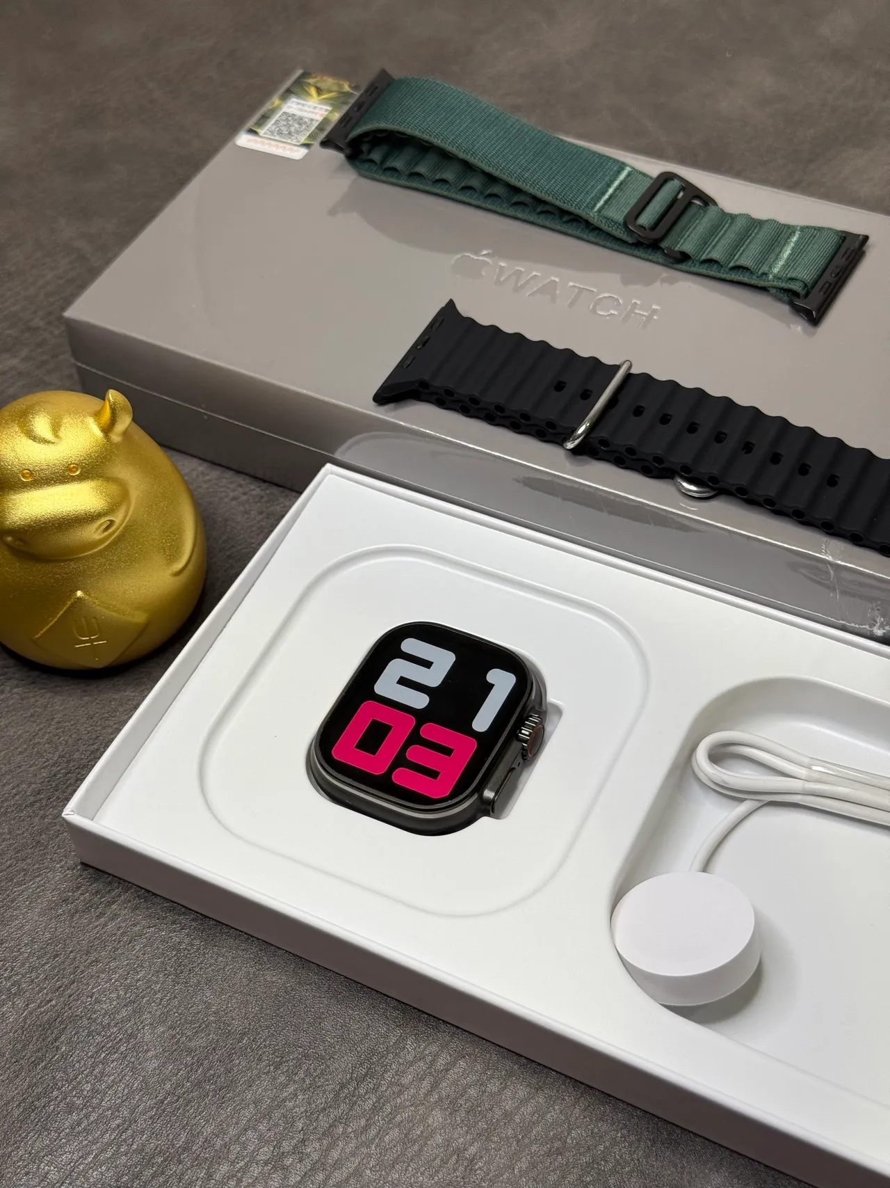 Apple Watch Ultra Dark Green Woven Strap Sports Watch 5