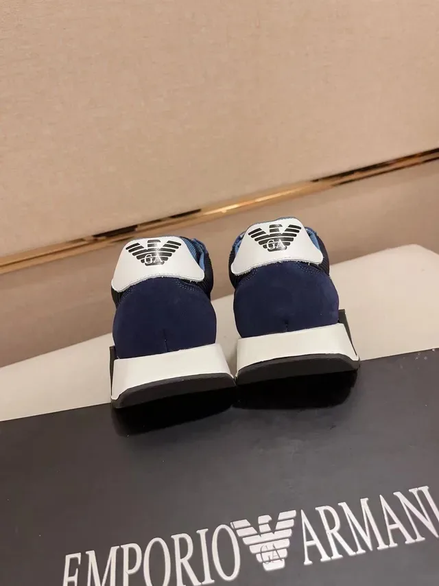Armani Exchange Navy Blue Ribbed Knit and Suede Lifestyle Sneaker 7