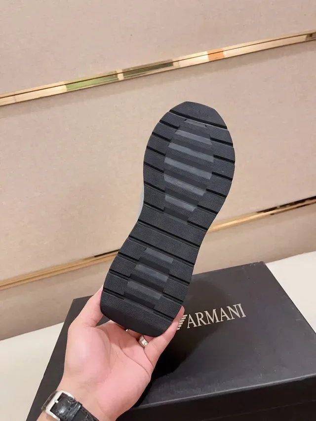 Armani Exchange Navy Blue Ribbed Knit and Suede Lifestyle Sneaker 8
