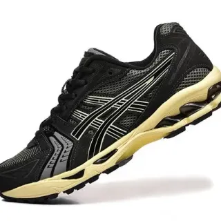 ASICS Black Beige Mesh-and-Synthetic Upper Cream Midsole Running Shoes