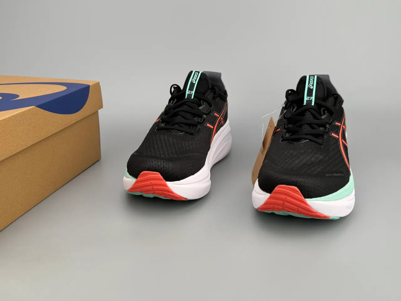 ASICS Black Orange Engineered Mesh Upper Tiger Stripe Logo Running Shoes 3