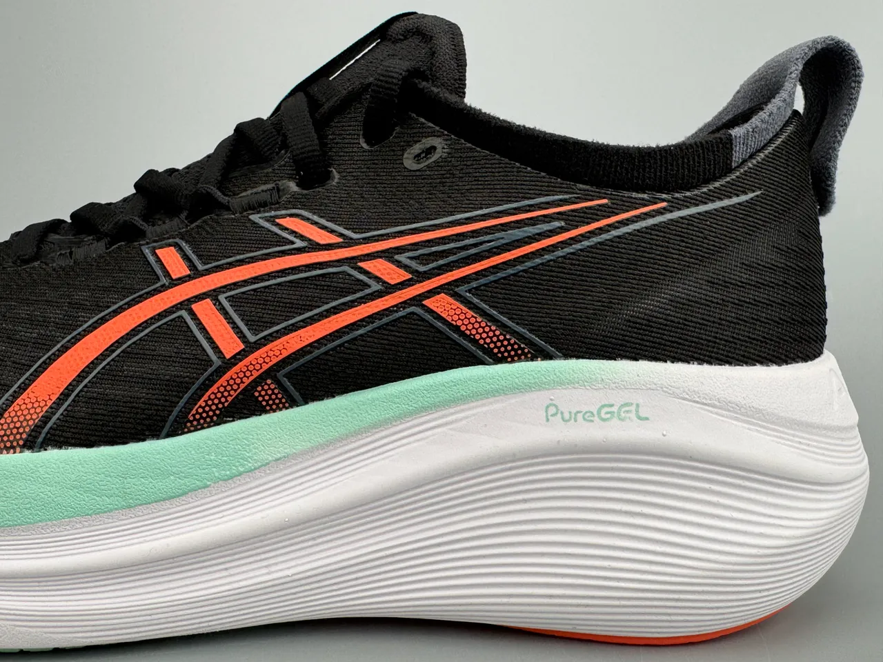 ASICS Black Orange Engineered Mesh Upper Tiger Stripe Logo Running Shoes 5