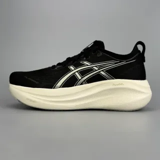 ASICS Black White Engineered Mesh Upper Sculpted Wave-Pattern Midsole Running Shoes