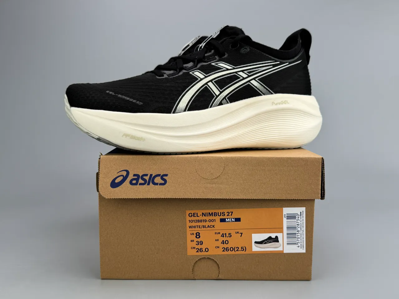 ASICS Black White Engineered Mesh Upper Sculpted Wave-Pattern Midsole Running Shoes 2