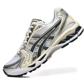 ASICS Gel-Kayano Beige Silver Structured Stability Shoe Mesh And Synthetic Overlay Upper Running Shoes