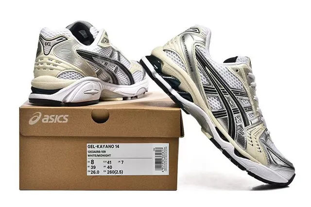 ASICS Gel-Kayano Bege Prata Sapato Estruturado Estabilidade Sapato Malha E Sobreposição Sintética Superior Tênis de Corrida 6