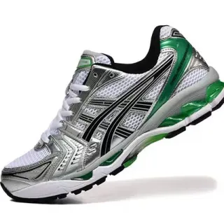 ASICS Gel-Kayano Silver and Green Running Shoes