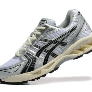 ASICS Gel-Kayano Silver Black Metallic Synthetic Overlays White Engineered Mesh Running Shoes