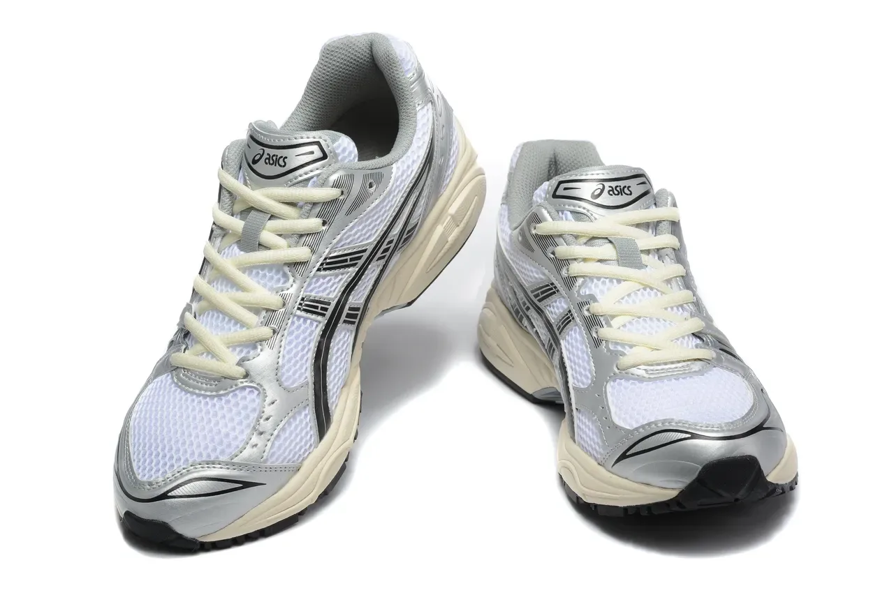 ASICS Gel-Kayano Silver Black Metallic Synthetic Overlays White Engineered Mesh Running Shoes 2