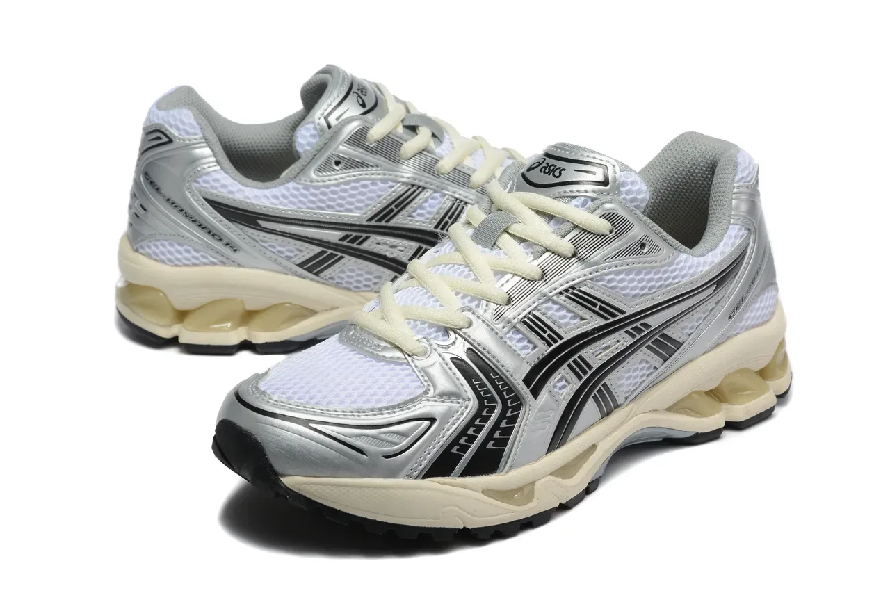 ASICS Gel-Kayano Silver Black Metallic Synthetic Overlays White Engineered Mesh Running Shoes 3