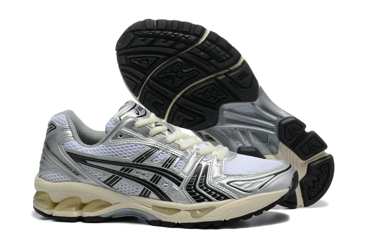 ASICS Gel-Kayano Silver Black Metallic Synthetic Overlays White Engineered Mesh Running Shoes 4