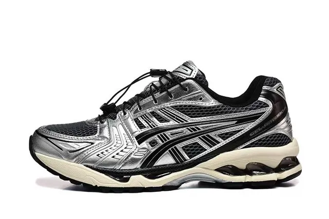ASICS Argent Noir Métallique Maille Et Synthétique Supérieure Motif Rayures Tigre Chaussures de Course 2
