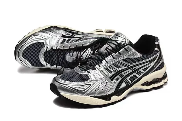 ASICS Argent Noir Métallique Maille Et Synthétique Supérieure Motif Rayures Tigre Chaussures de Course 4