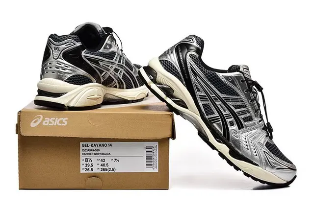 ASICS Argent Noir Métallique Maille Et Synthétique Supérieure Motif Rayures Tigre Chaussures de Course 6