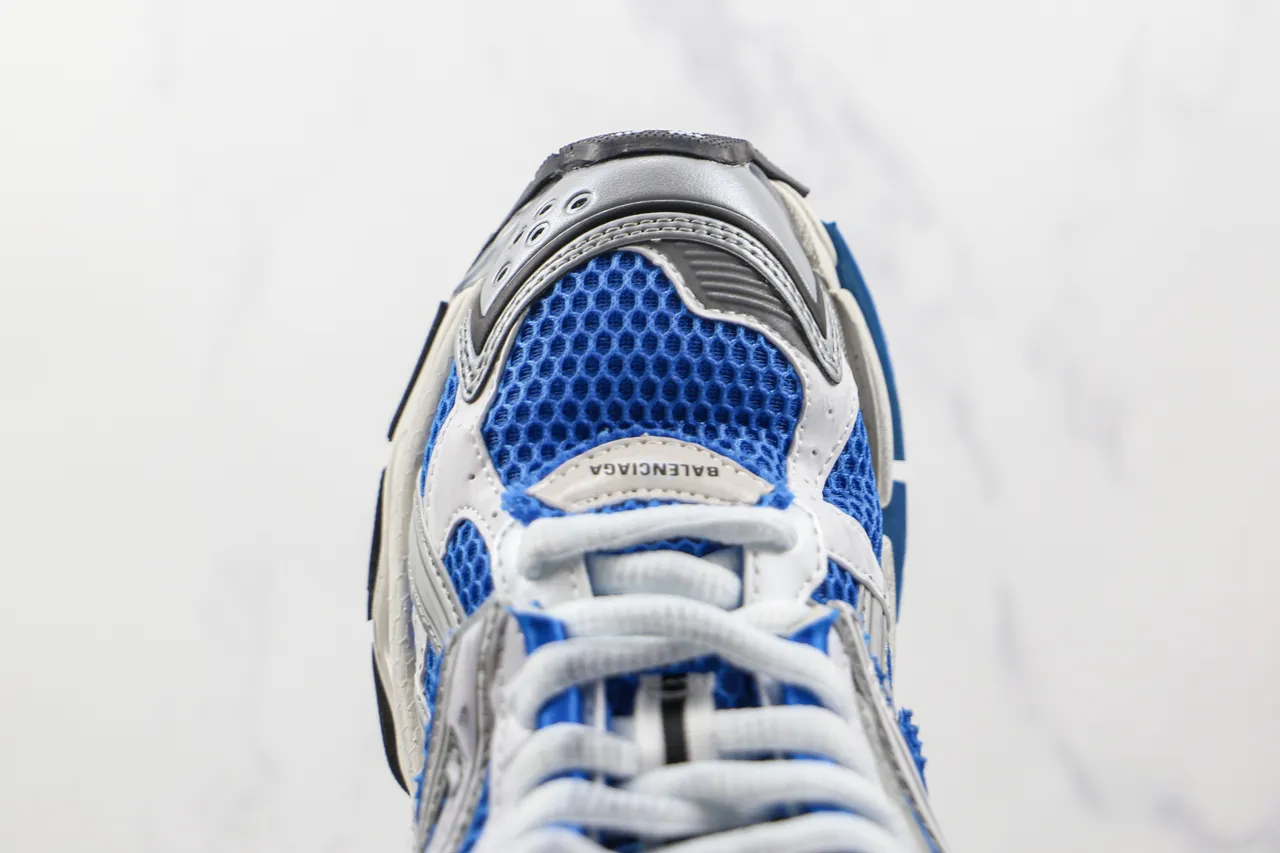 ASICS أبيض أزرق طبقة صناعية قفص شبكة قابلة للتنفس أحذية الجري 6